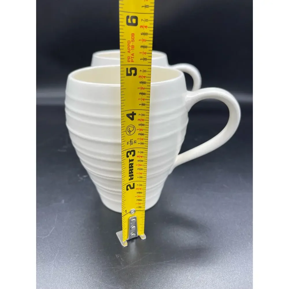 Mikasa White Swirl DJ100 Set of 2 Coffee Cups Mugs